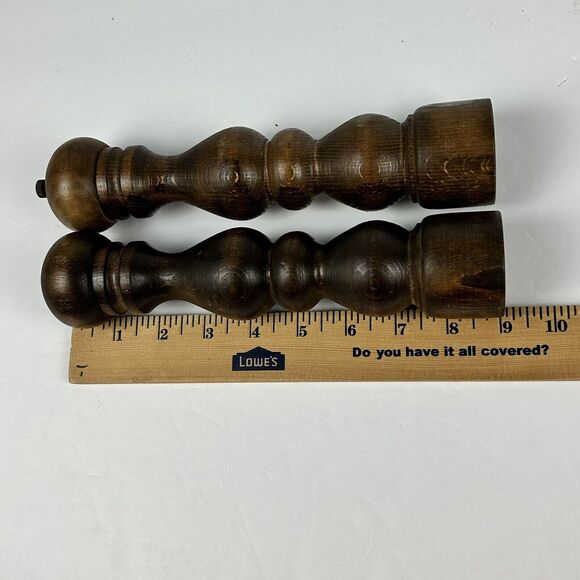 Vintage Lobeco Salt & Pepper Shaker Mill Japan 9" Wooden Spindle Farmhouse - Picture 12 of 13